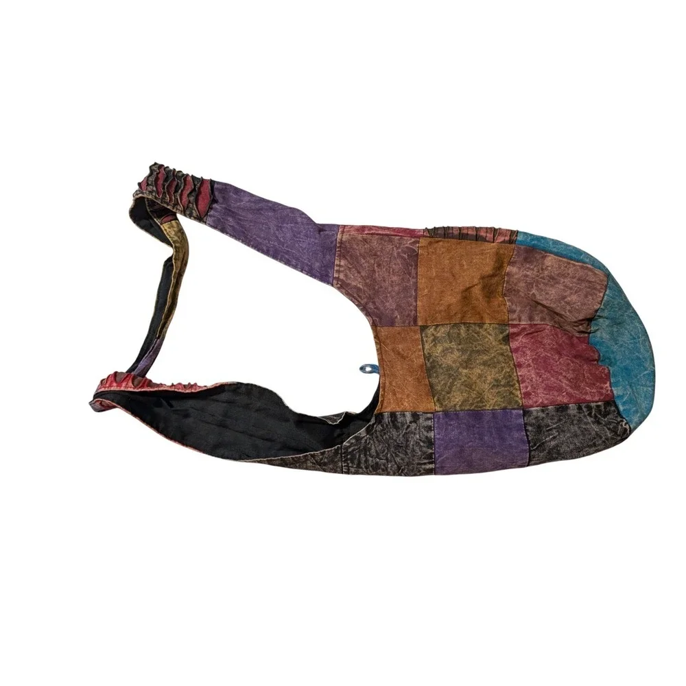 HIppie Hobo bag purse peace love purple red blue zips fun playful